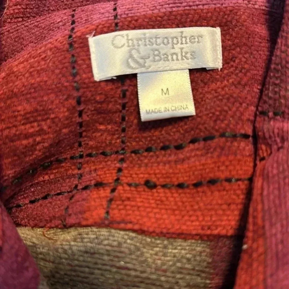 Christopher & Banks Pink,Red and Yellow Square Design Jacket Women Size Medium - Picture 11 of 11